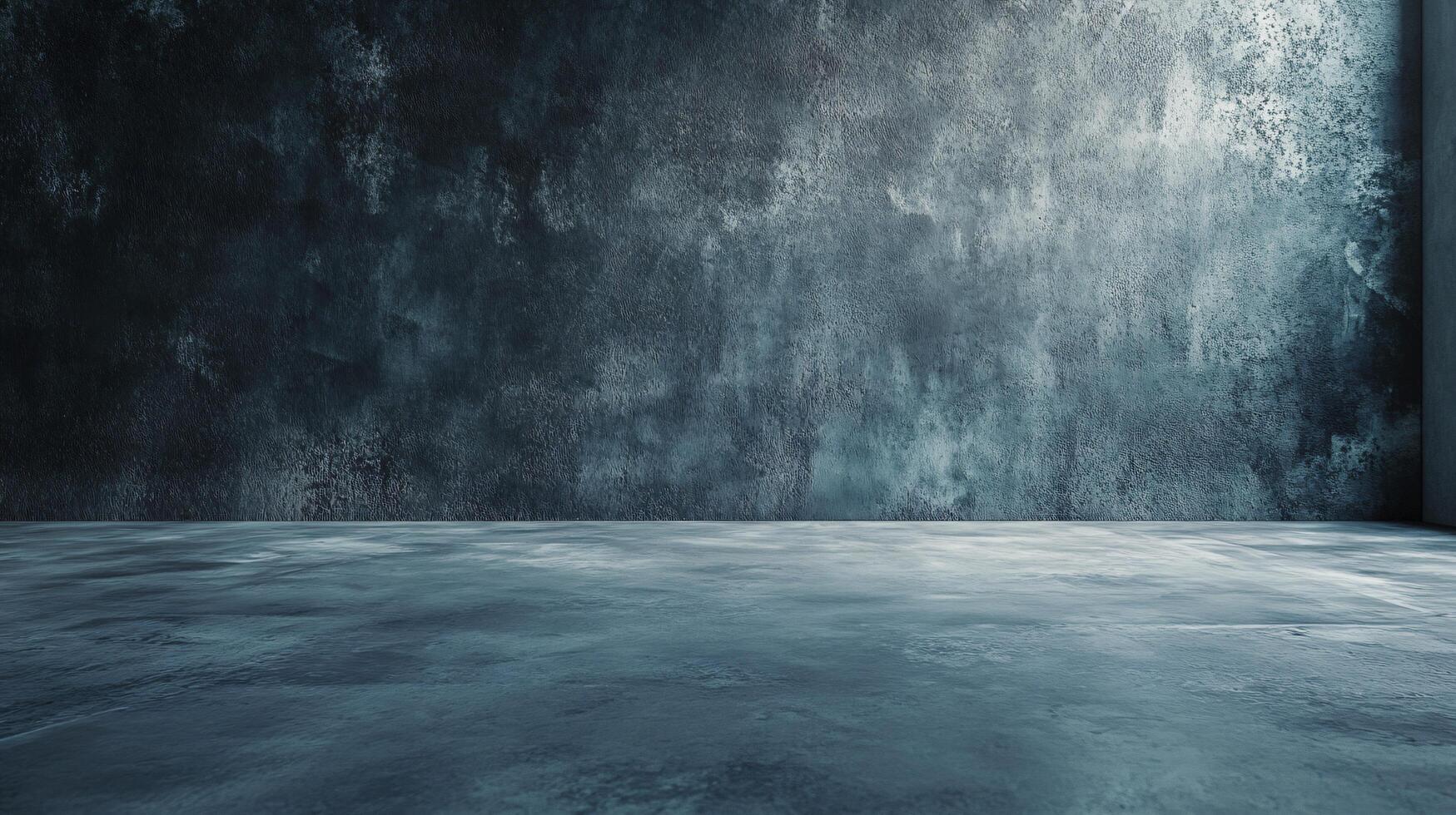 Large, empty room with a grey wall. The room is bare and empty, with no furniture or decorations. The grey wall gives the room a cold, sterile feel photo