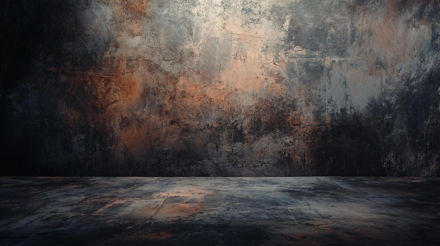 The room is a large, empty space with a wall that is covered in graffiti. The wall is covered in a lot of graffiti, giving the room a dark and gritty atmosphere photo