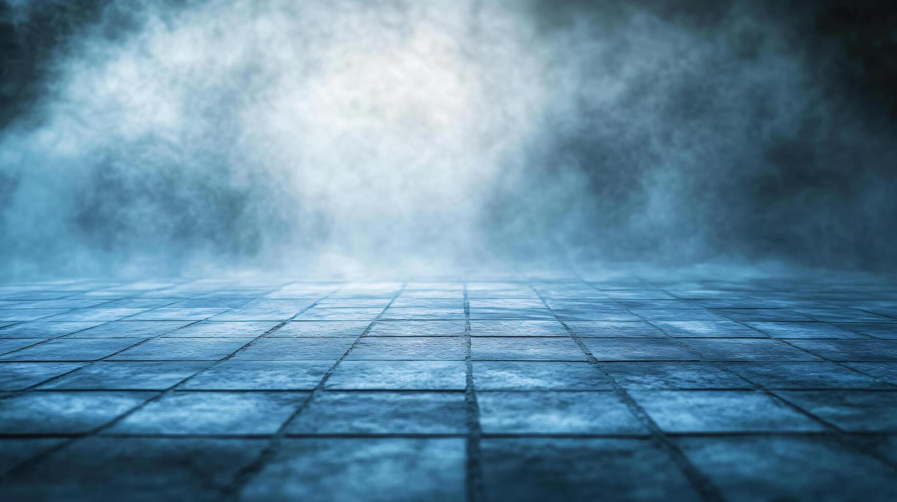 Blue background with a white cloud in the sky. The sky is hazy and the background is blurry photo