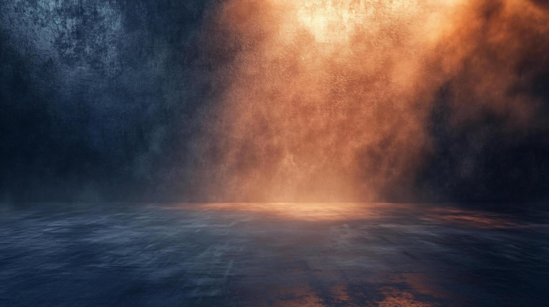 Dark room with a blue background and a yellow light shining on it. The light is creating a warm and inviting atmosphere photo
