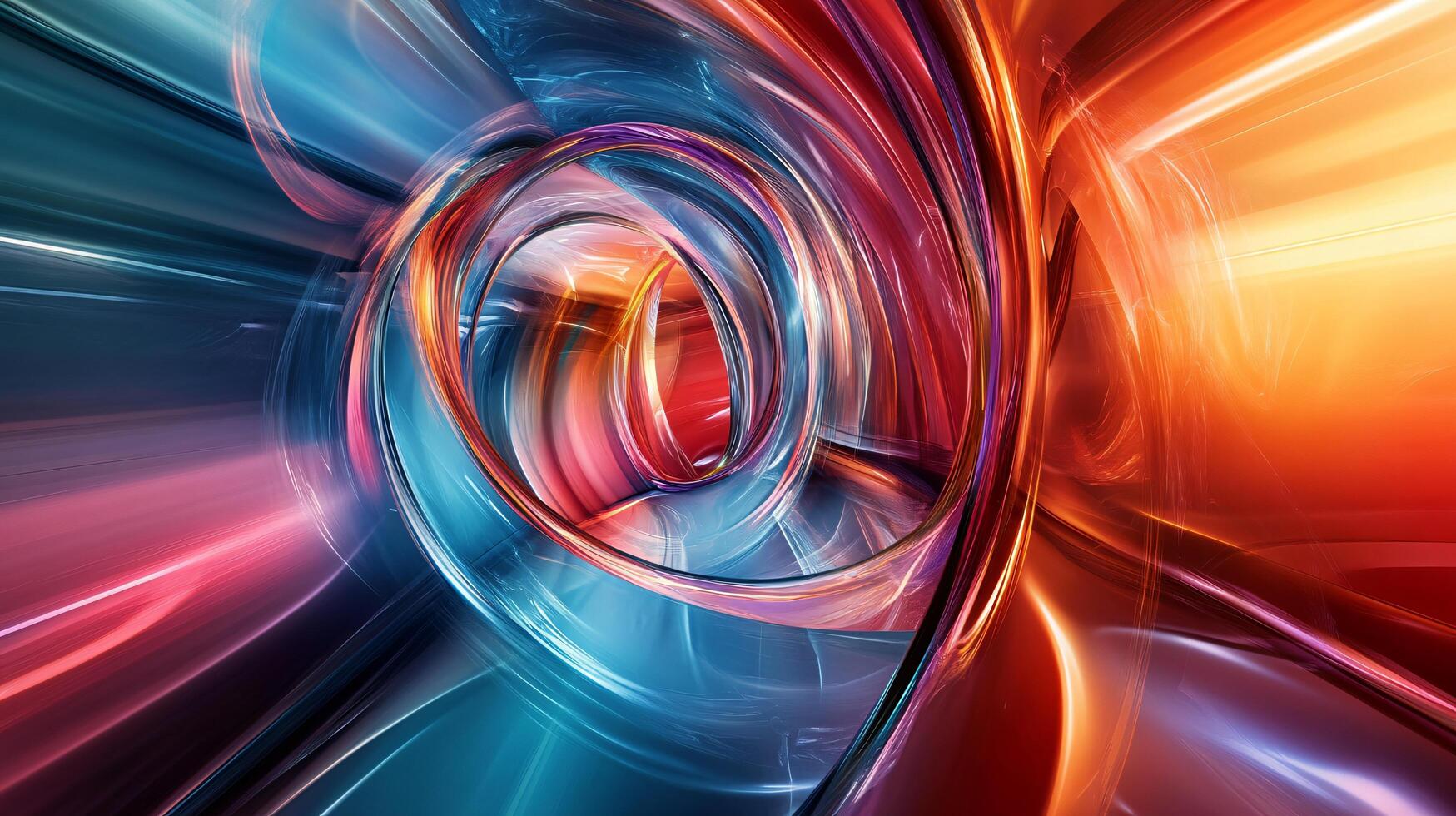 Colorful spiral with a red center. The spiral is made up of blue, red, and yellow colors photo