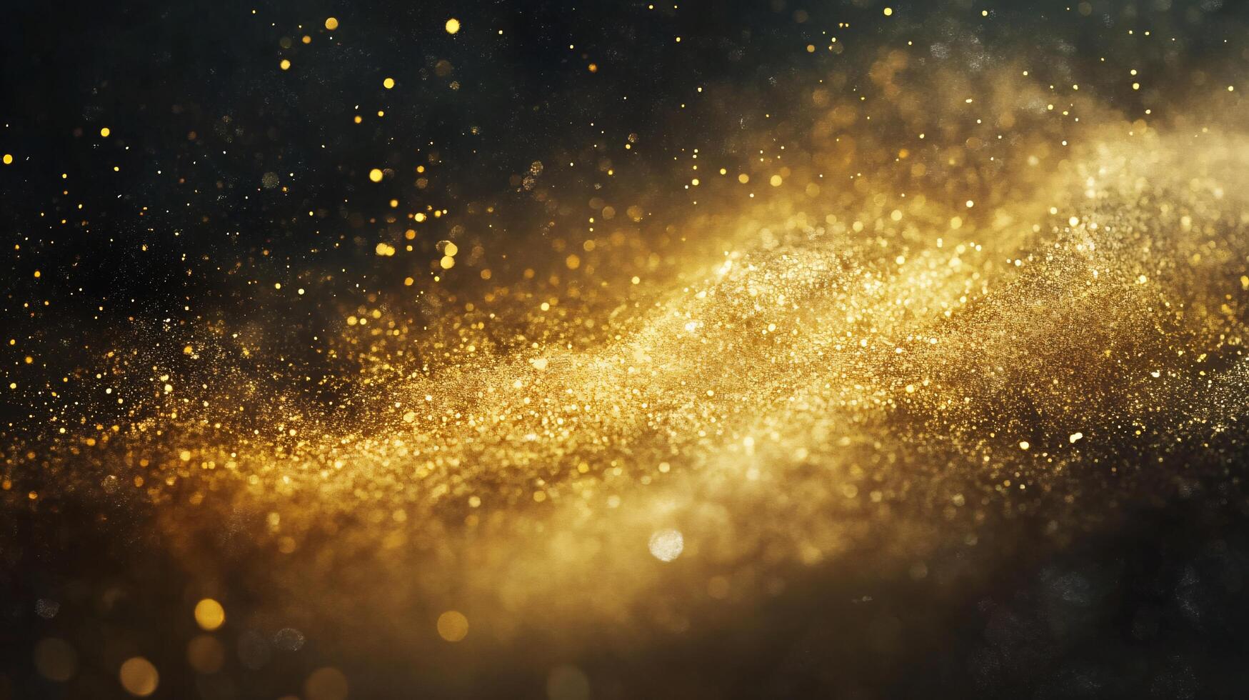 Gold and black background with a lot of sparkles. The sparkles are gold and black, and they are scattered all over the background, creating a shimmering effect photo