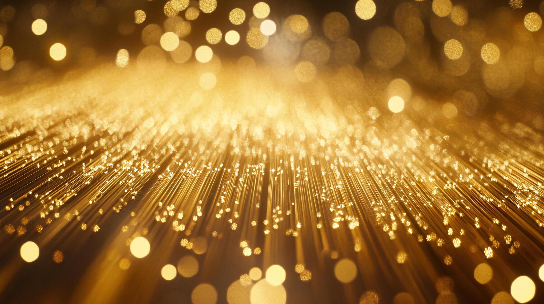 Gold and silver stream of light with many small circles. The light is shining on a surface photo