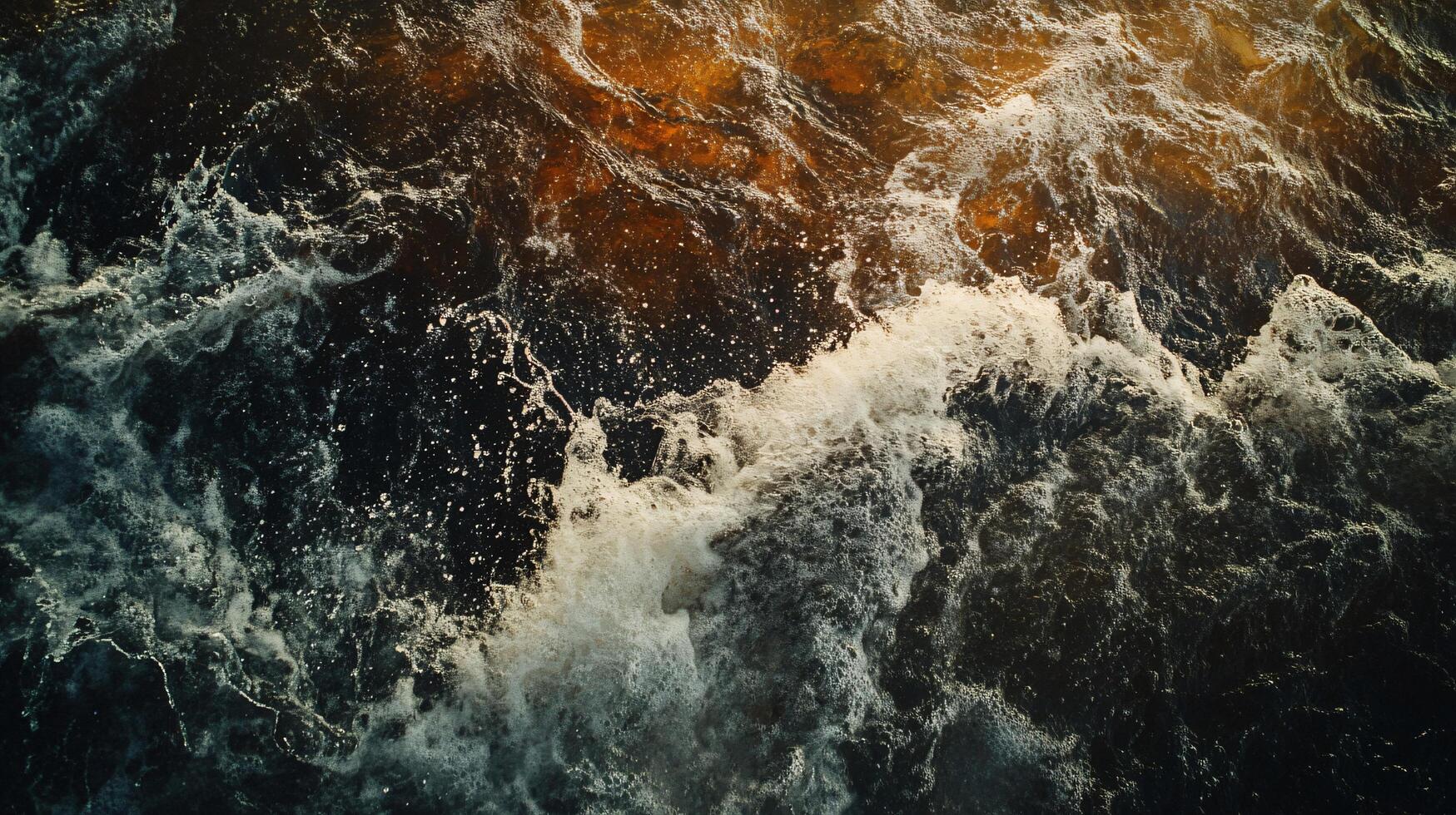 Wave crashing into the shore. The water is dark blue and the wave is white. Scene is powerful and dynamic, as the wave crashes into the shore with force photo