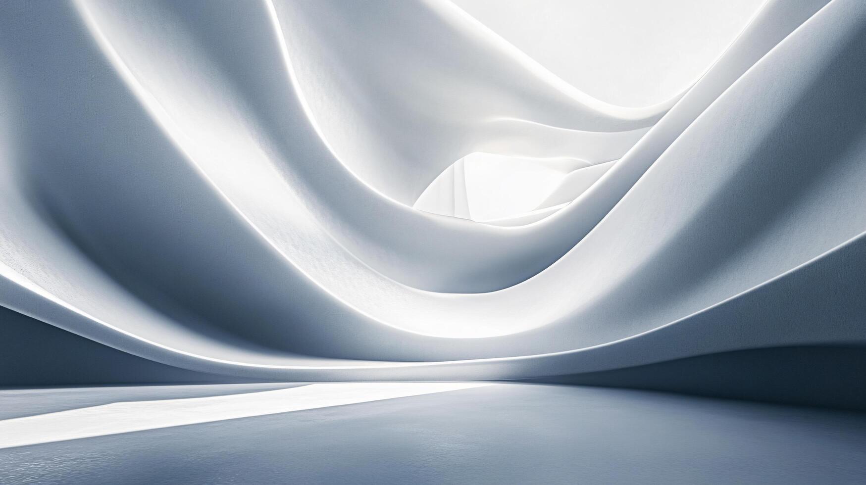 Large, empty room with a white wall and a white ceiling. The room is very spacious and has a very clean and minimalist look photo