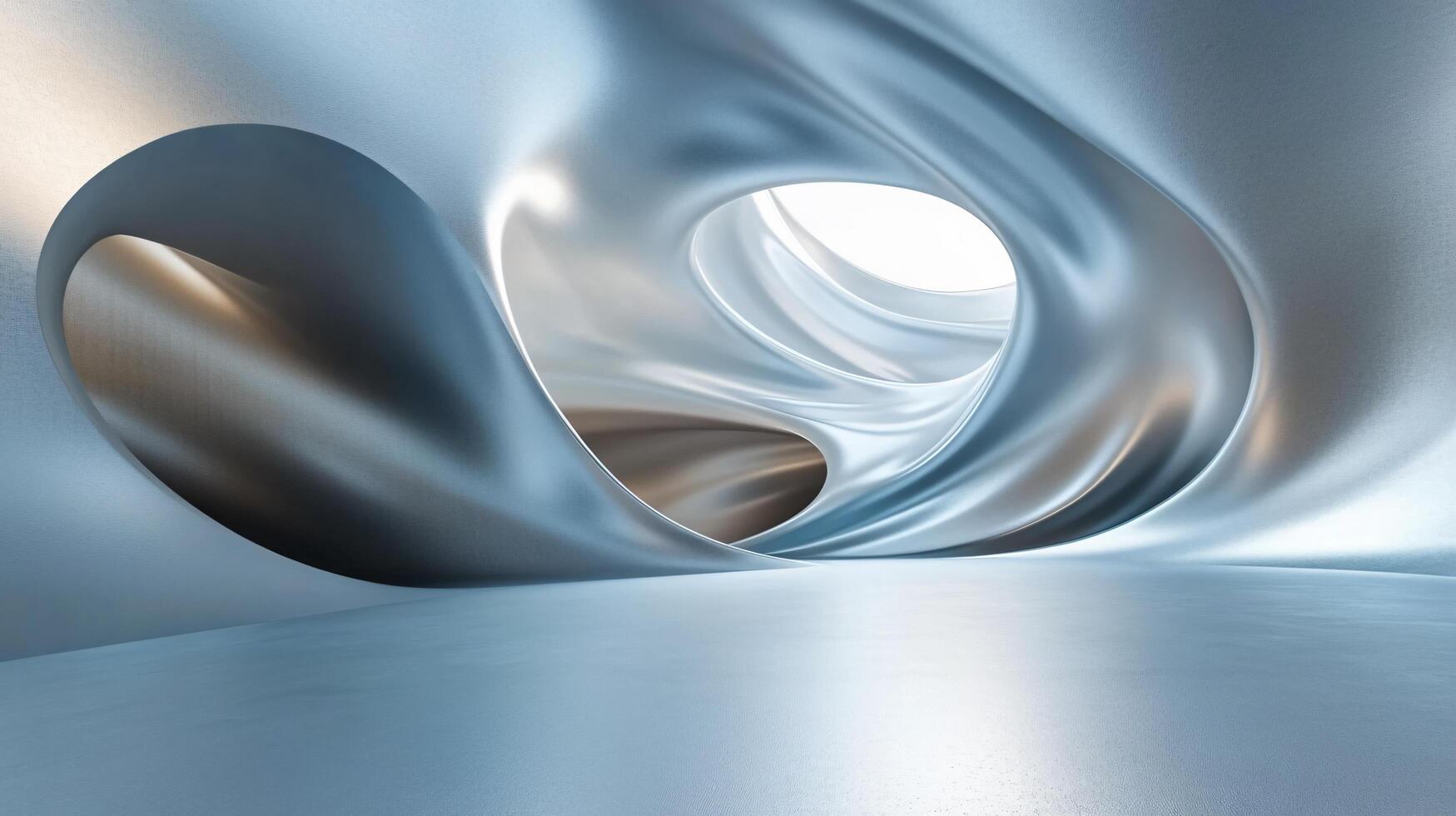 Large, curved space with a silver surface. The space is empty and has a modern, futuristic feel photo
