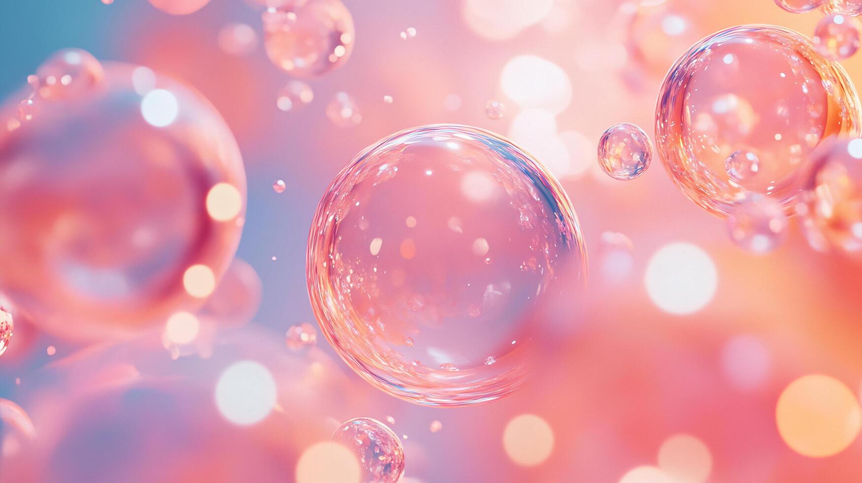 Pink and blue background with many small bubbles. The bubbles are all different sizes and are scattered throughout the image photo