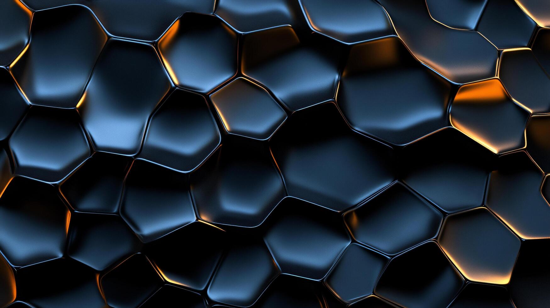 Black and orange abstract design with a metallic texture. The design is made up of many small squares and triangles photo