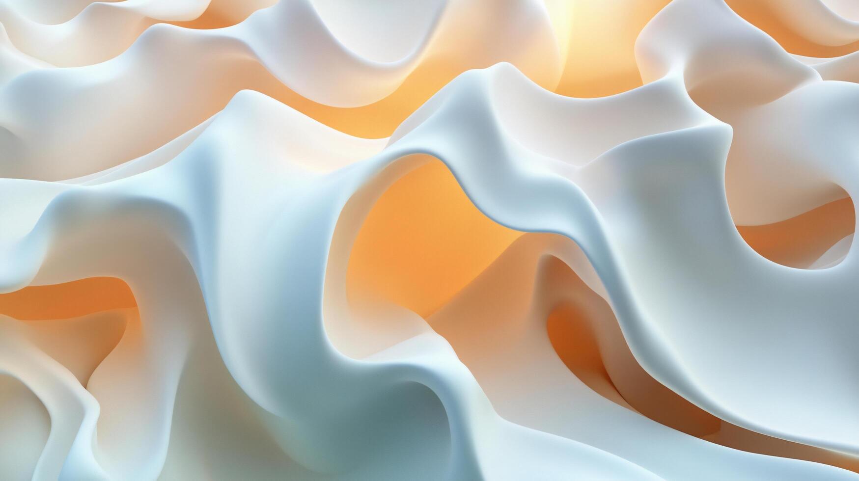 The image is a white and orange wave that is curved and has a lot of texture. The wave is made up of many different shapes and sizes, and it is very dynamic and fluid photo