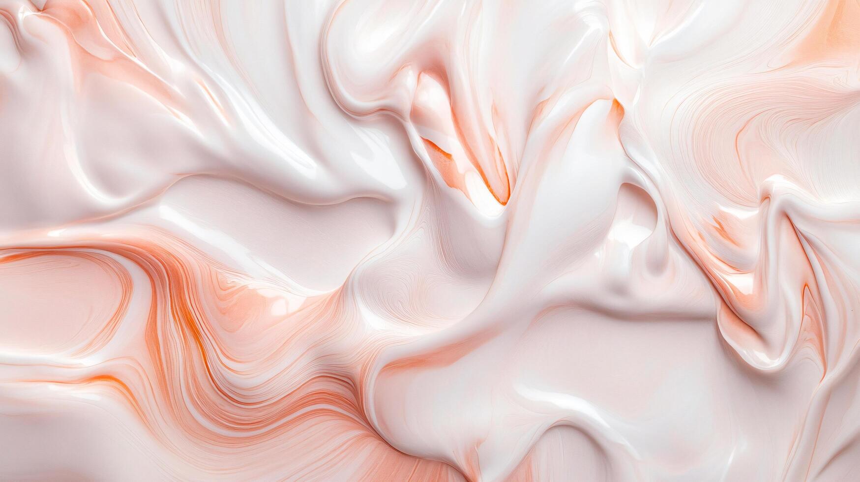 White and orange swirl pattern is painted on a surface. The colors are bright and bold, creating a sense of energy and movement. The pattern is abstract and seems to be inspired by nature photo
