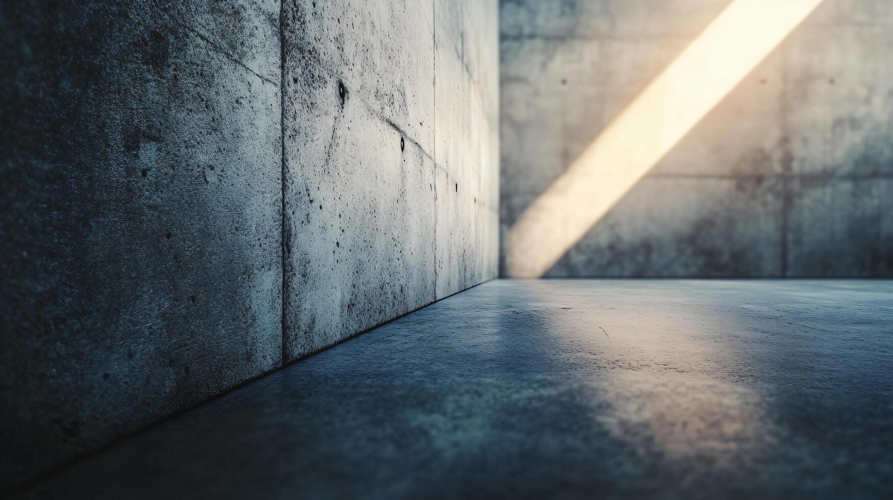 Concrete wall with a light shining on it. The light is coming from the right side of the wall photo