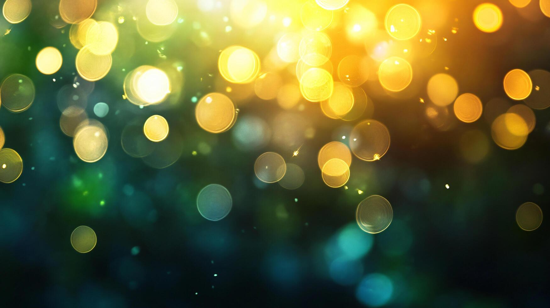 Blurry image of a green and yellow background with many small circles. The circles are of different sizes and colors, creating a sense of movement and energy photo