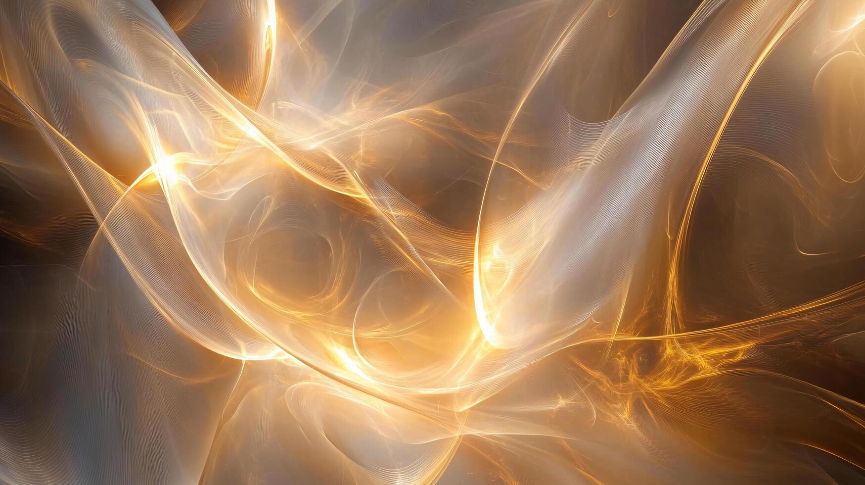 Golden, swirling, abstract painting with a lot of texture. The painting is full of light and seems to be a representation of a dream or a fantasy world photo