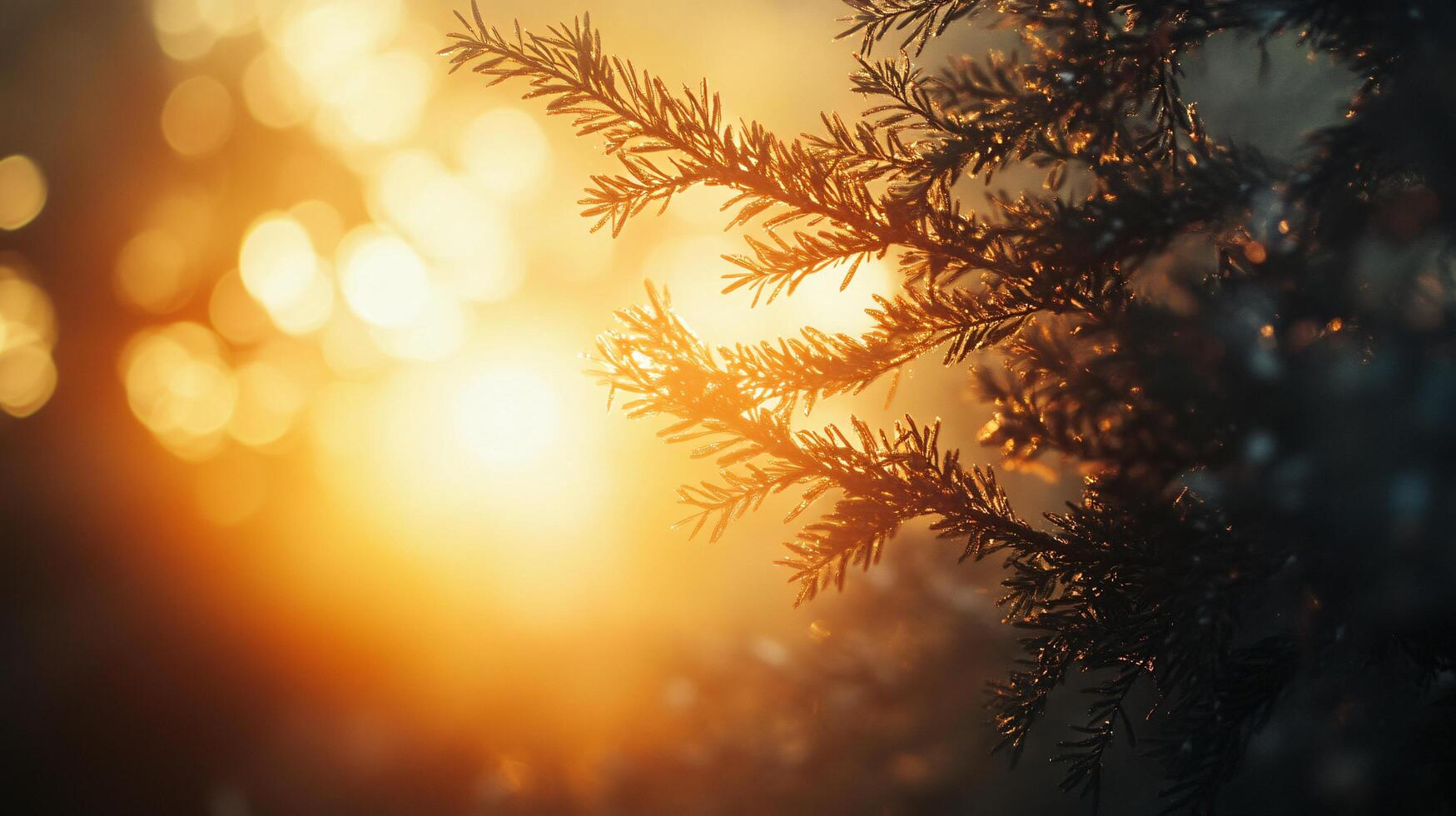 Tree branch is silhouetted against a bright sun. The sun is casting a warm glow on the tree, creating a peaceful and serene atmosphere photo