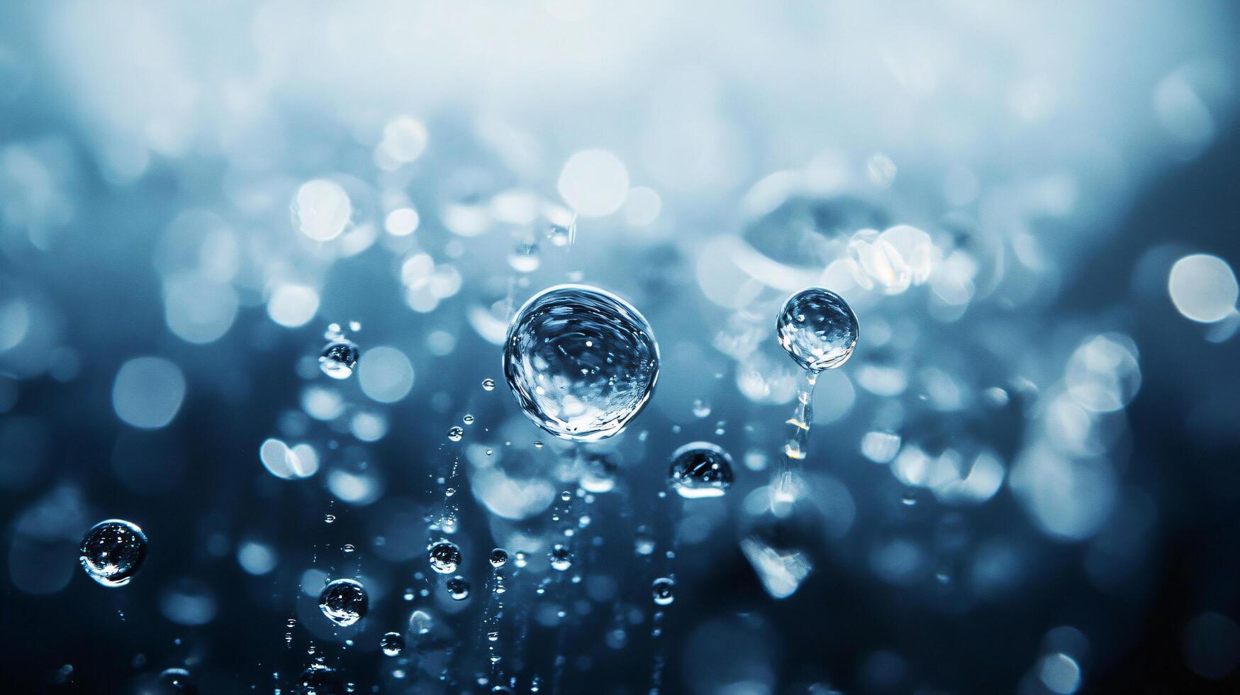 Close up of water droplets in the air. The droplets are small and scattered, creating a sense of movement and fluidity. The image evokes a feeling of calmness and serenity photo