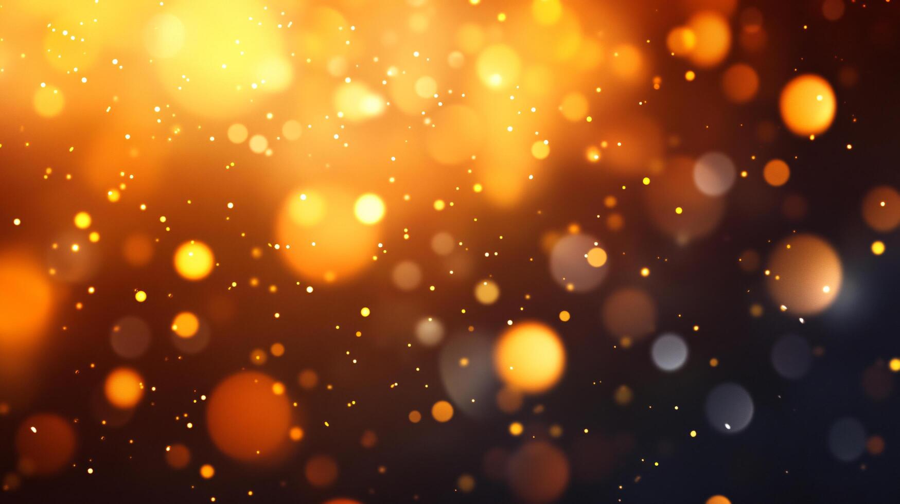 Blurry image of a bunch of yellow and orange dots. The dots are scattered all over the image, creating a sense of movement and energy. The image has a warm and vibrant feel to it photo