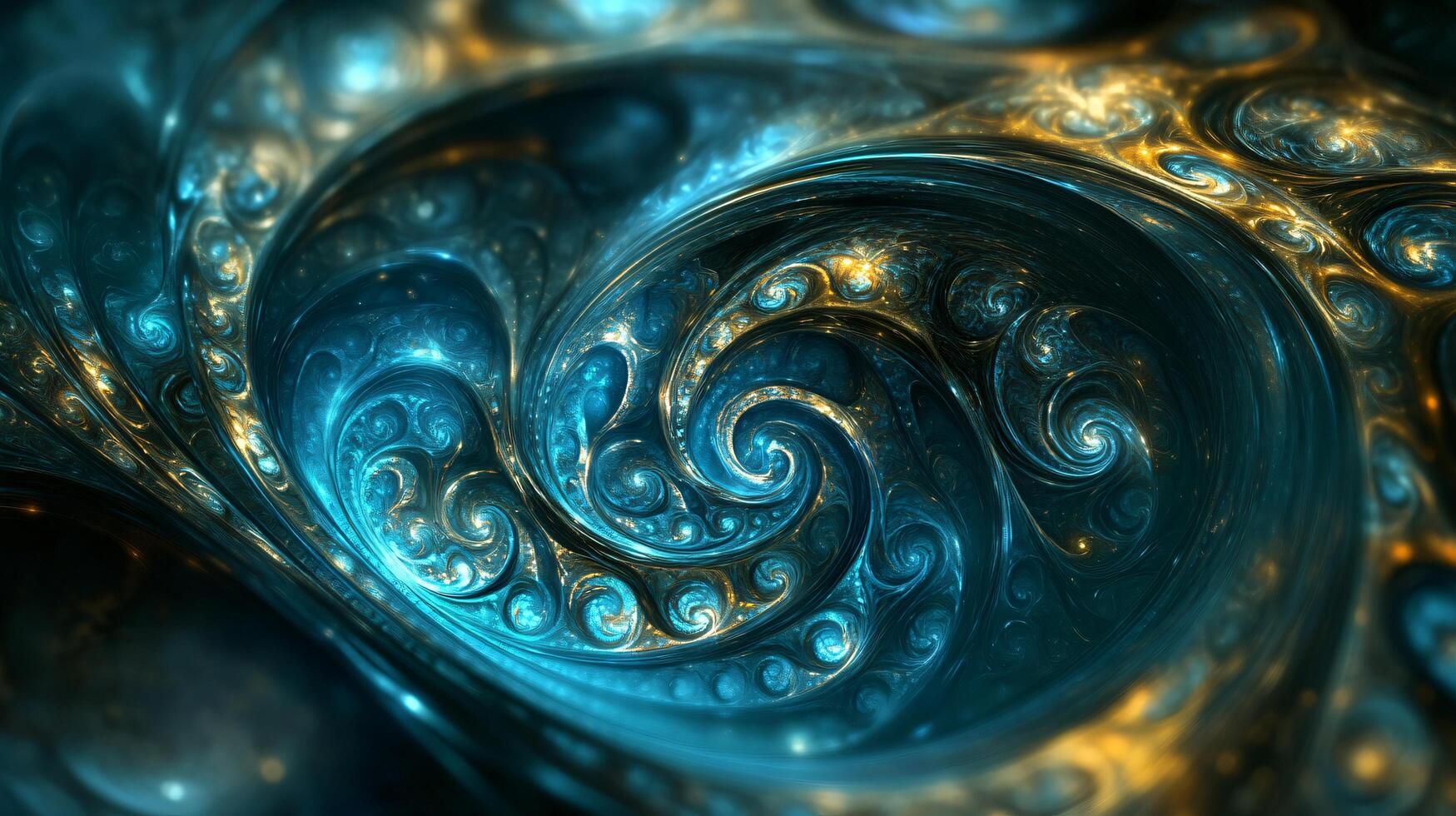 Blue and gold spiral with a lot of detail. The spiral is very intricate and has a lot of detail photo