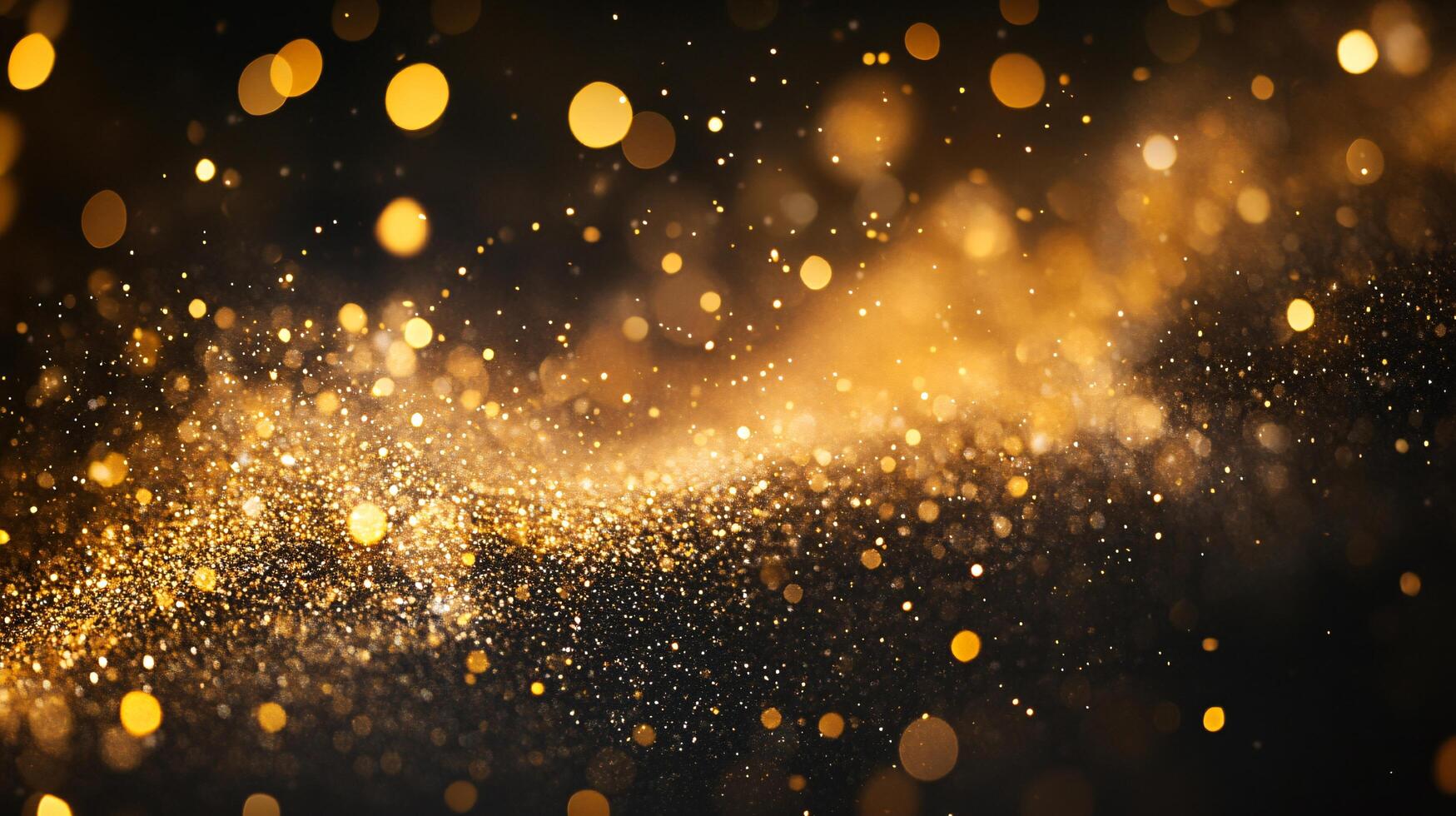 Gold sparkly background with a few small gold dots. The background is a mix of gold and black photo