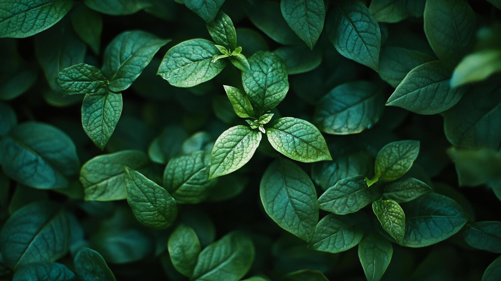 Close up of green leaves with a lush green background. The leaves are full and vibrant, giving the impression of a healthy and thriving plant. Concept of growth and vitality photo