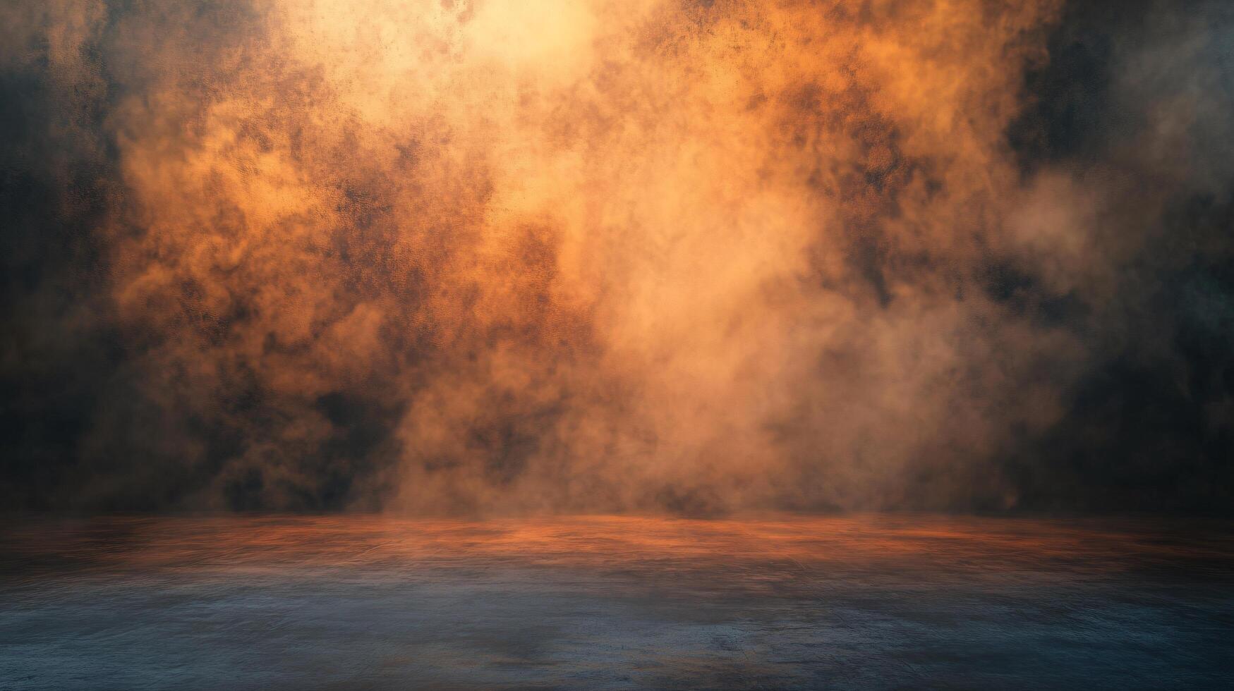 Dark room with a lot of smoke and a lot of dust. The room is empty and the only thing visible is the smoke photo