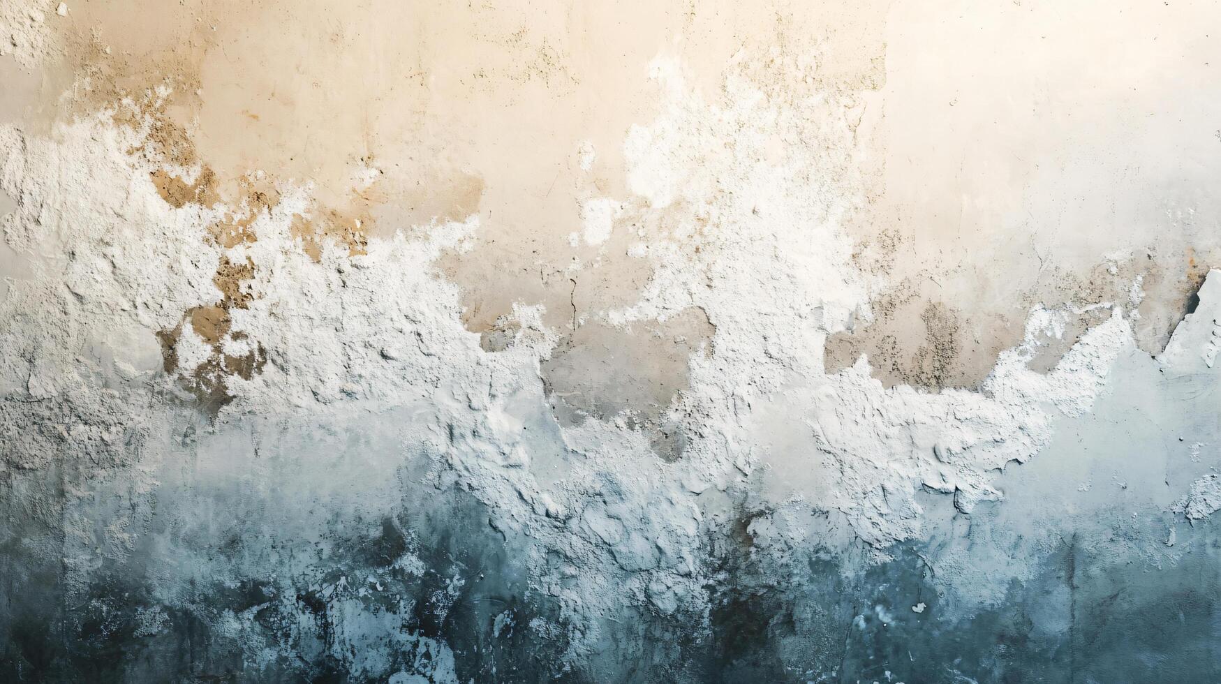 Wall with a white and blue background with a few white clouds. The wall is covered in a textured surface photo
