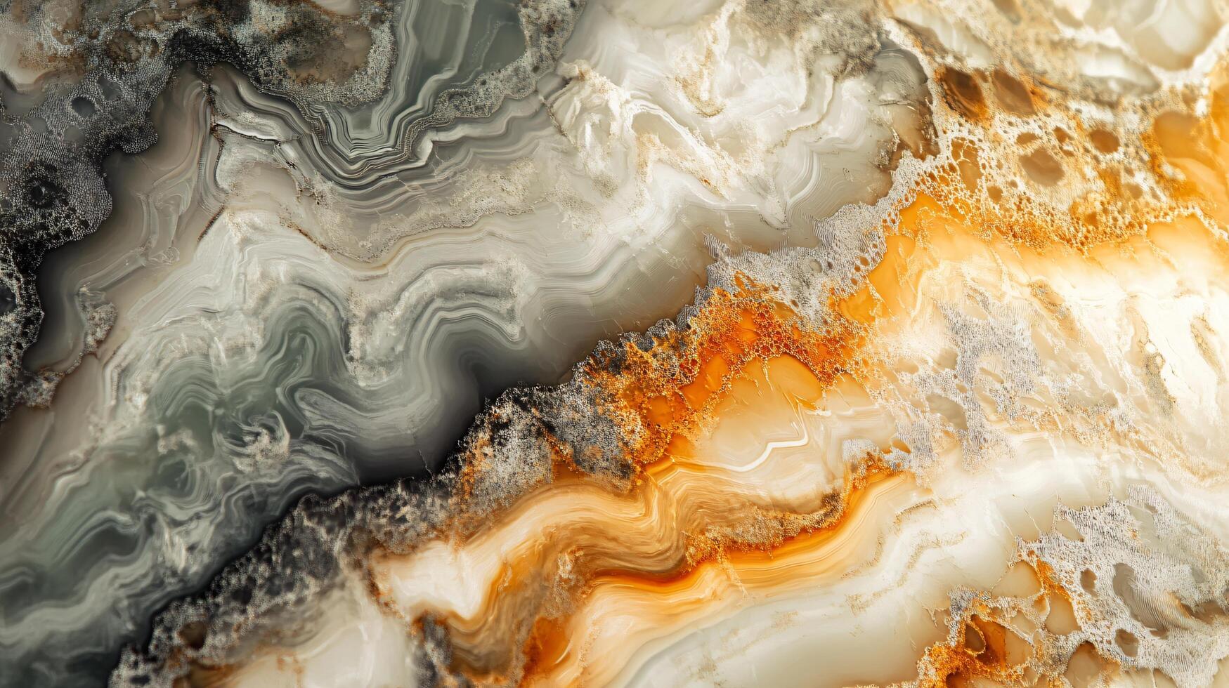 Piece of art with a lot of texture and a lot of gold and black. The gold is in the middle of the piece and the black is on the left side photo