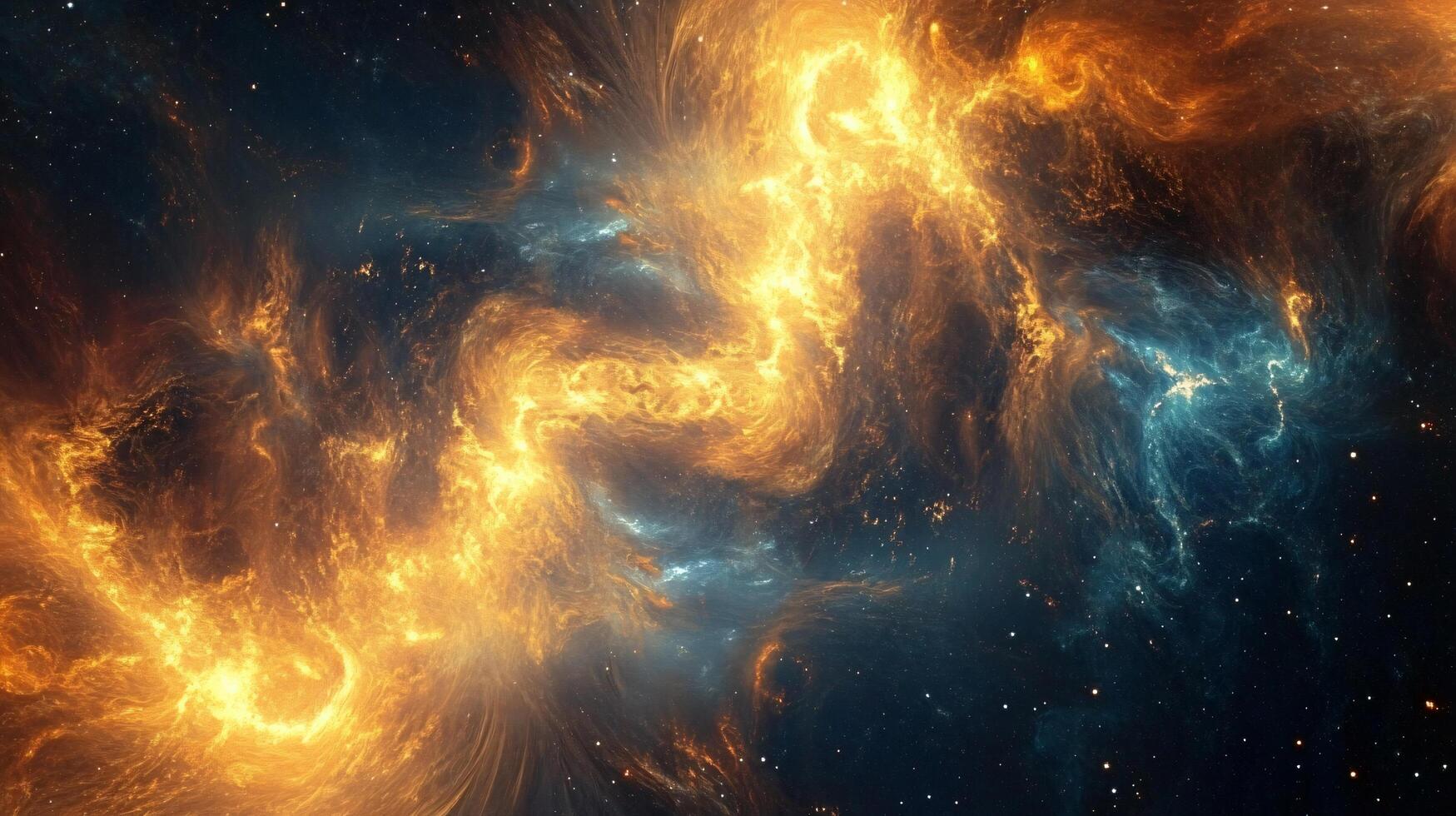 Colorful galaxy with a yellow and orange swirl. The colors are vibrant and the swirl is dynamic photo