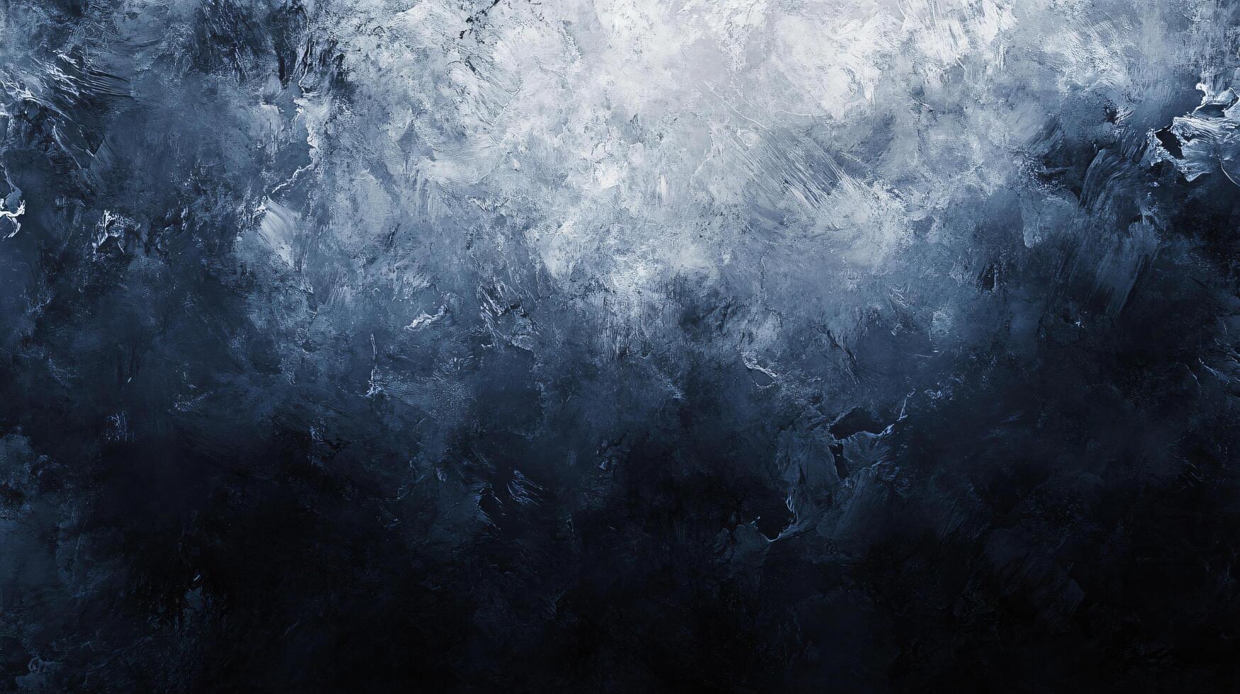 Painting of a sky with a blue background and white clouds. The sky is filled with brush strokes and the clouds are scattered throughout the sky. The painting has a moody and abstract feel to it photo