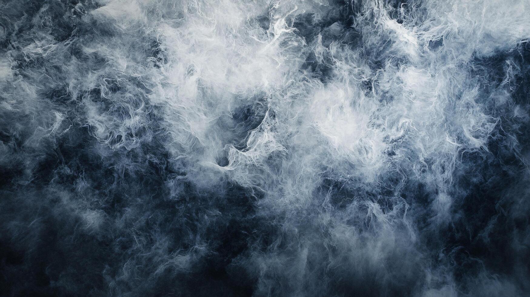 Blurry blue sky with white clouds. The sky is filled with smoke and steam photo