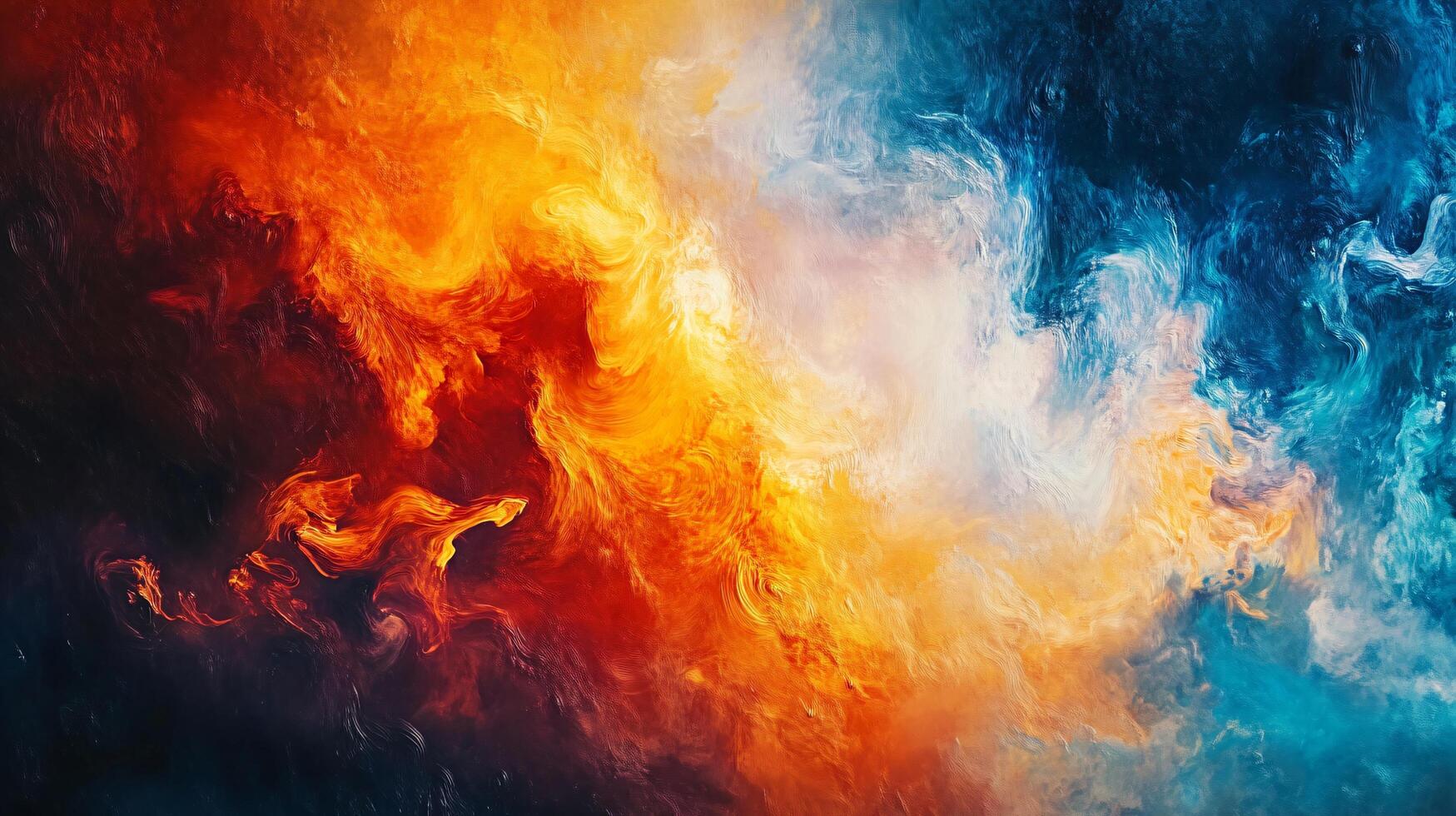 Painting of a fiery red and blue swirl. The colors are vibrant and the brushstrokes are bold. The painting evokes a sense of energy and movement, as if the colors are swirling and dancing together photo