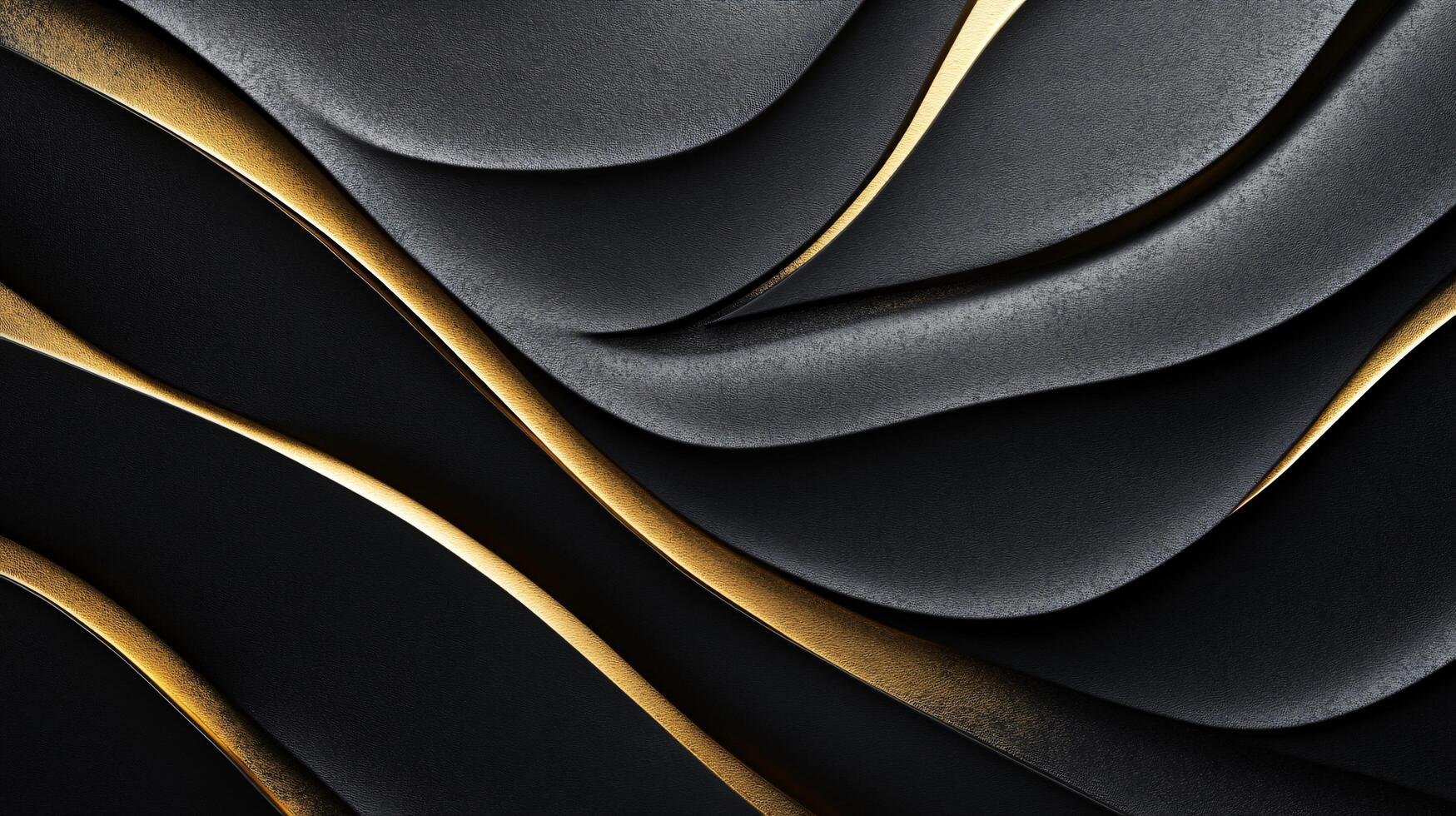 Black and gold abstract design with a wave pattern. The gold color is used to emphasize the black lines photo