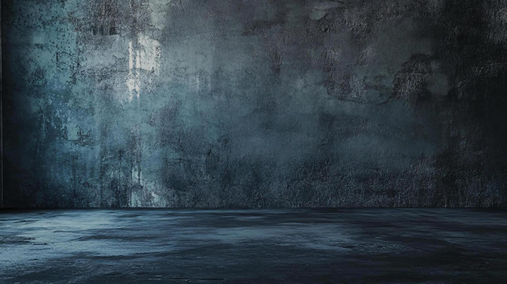 Large, empty room with a grey wall. The room is bare and empty, with no furniture or decorations. The grey wall gives the room a cold, sterile feel photo