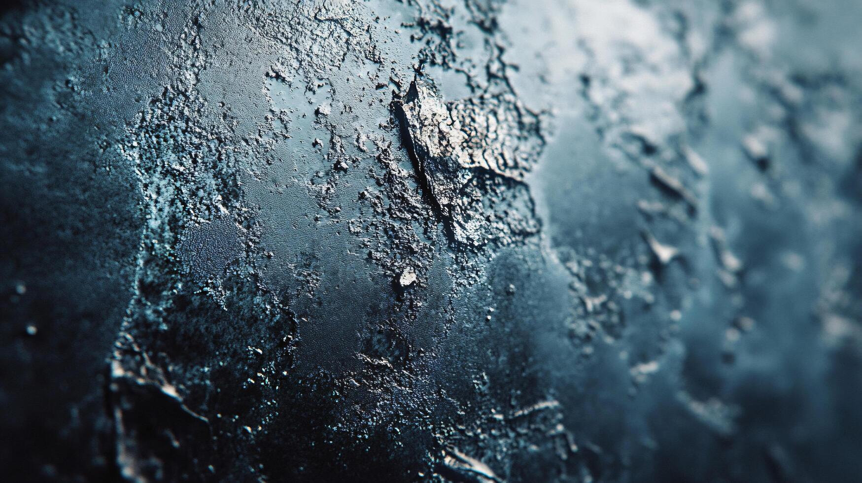 Close up of a wall with a blue background and a lot of texture. The wall appears to be made of ice and has a rough, jagged surface. Concept of coldness and ruggedness photo