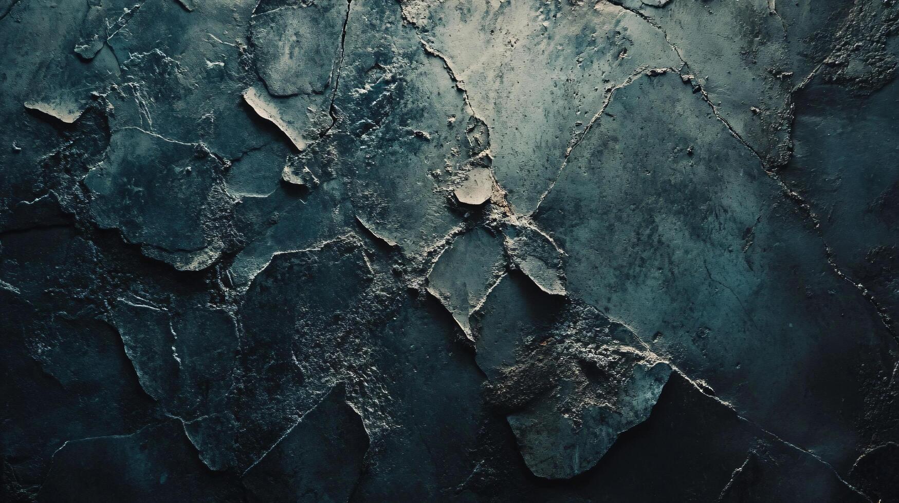 Wall with a cracked surface and a blue color. The wall has a rough texture and he is old photo