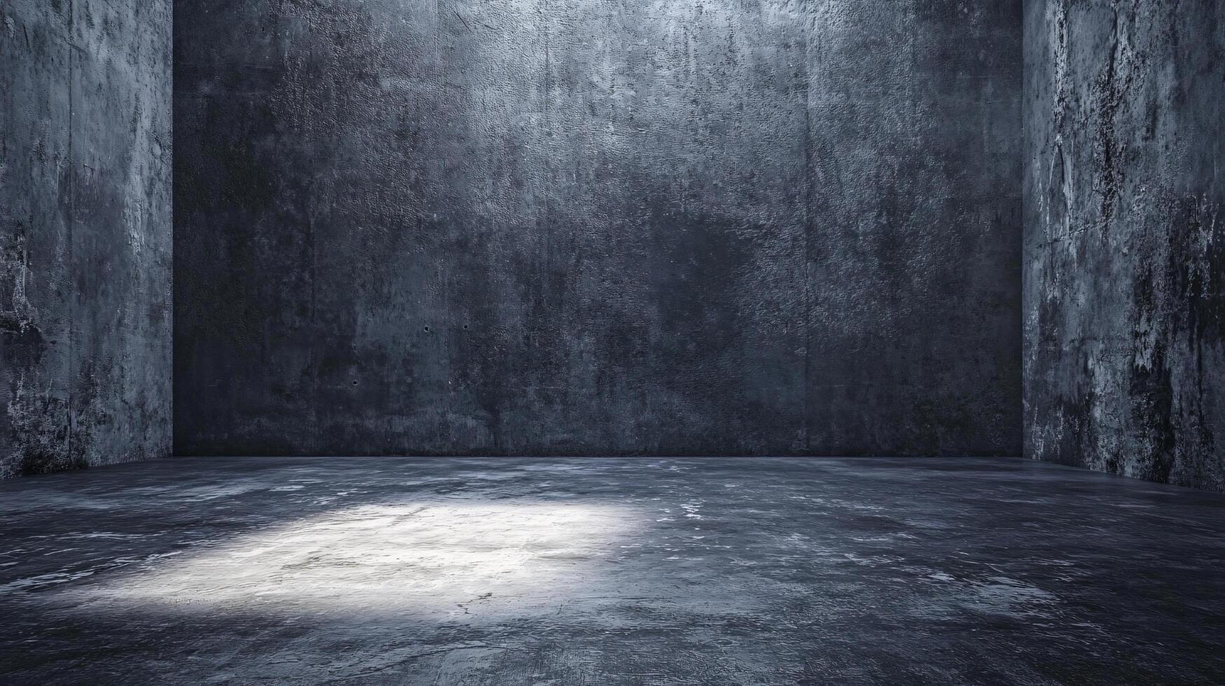 Large, empty room with a wall that is covered in graffiti. photo