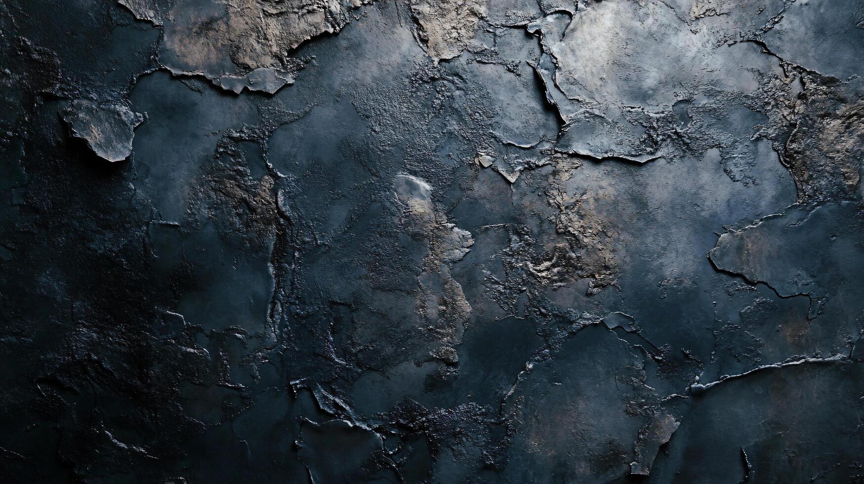 Wall with a blue and grey texture. The wall is covered in cracks and has a rough surface photo