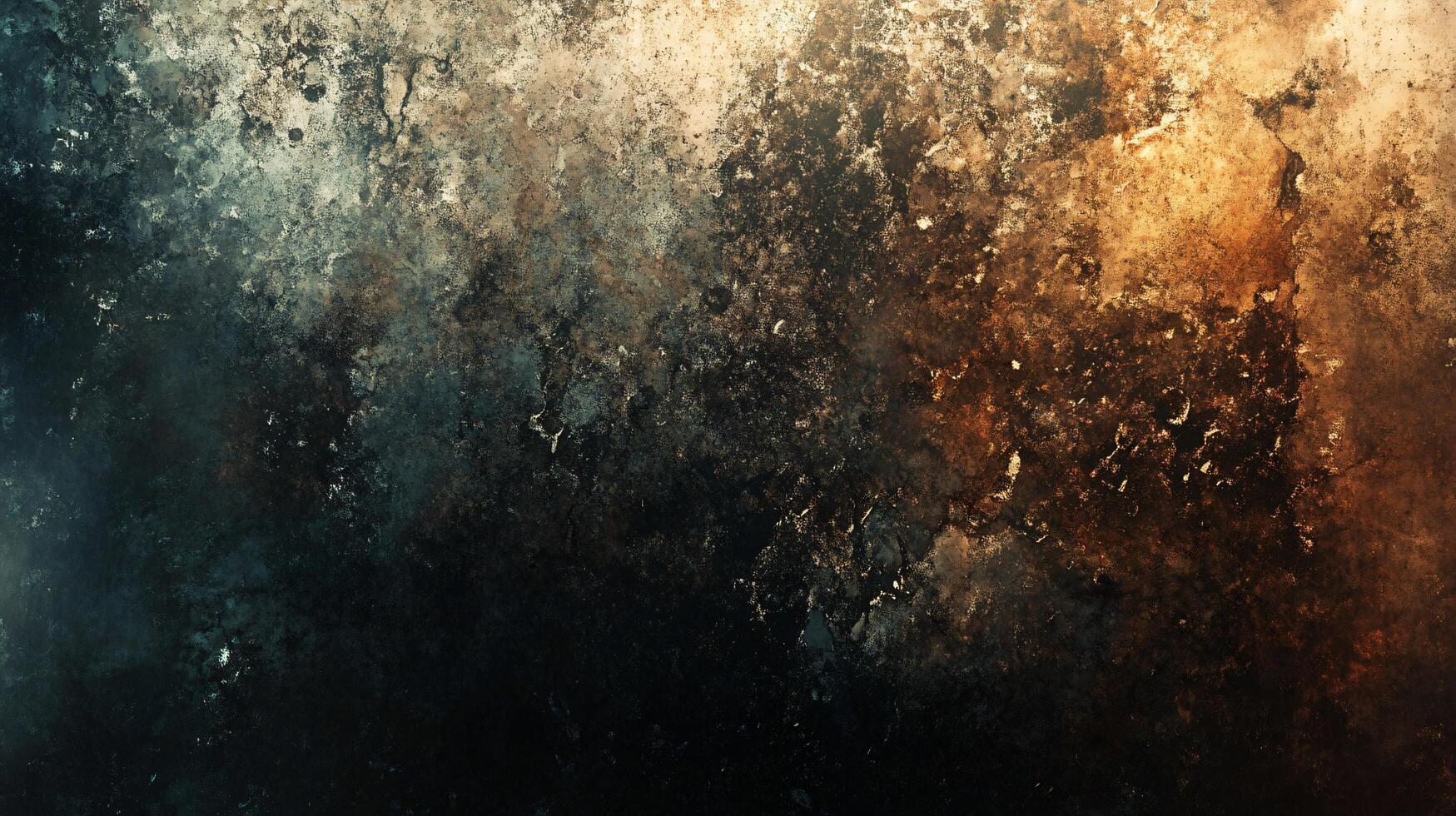 Dark background with a splash of orange and brown. The background is a mix of colors and textures, giving it a chaotic and abstract feel photo