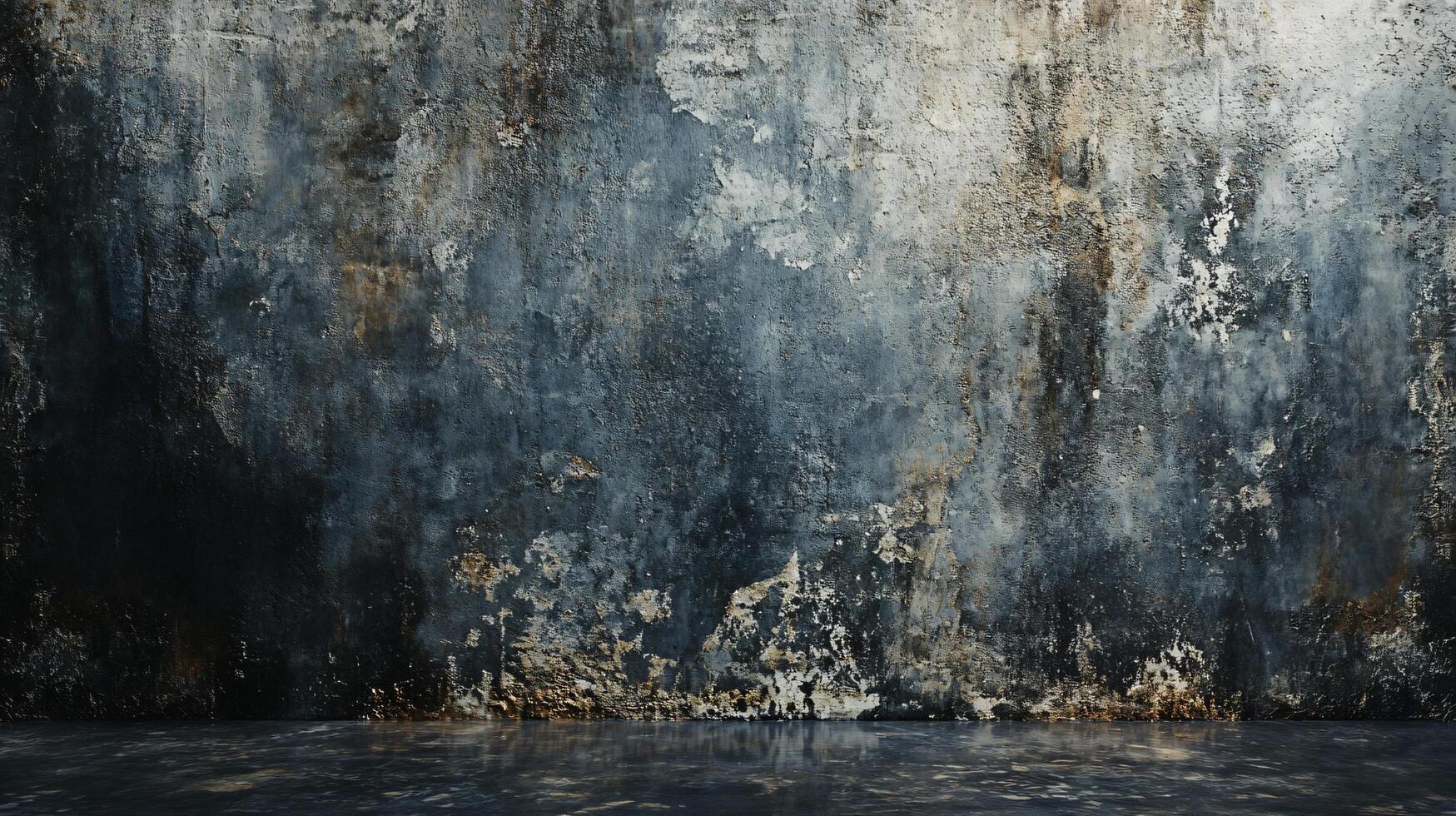 Wall with a lot of texture and a few spots of color. The wall is made of concrete and has a rough, unfinished look photo