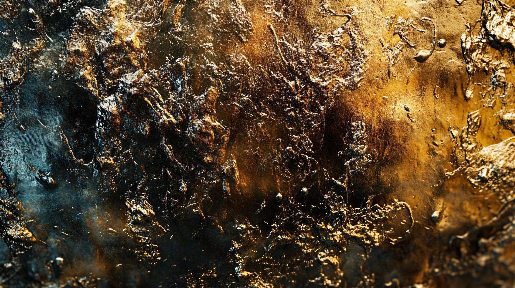 Blurry image of a gold and black background with a splash of color. Scene is mysterious and intriguing photo