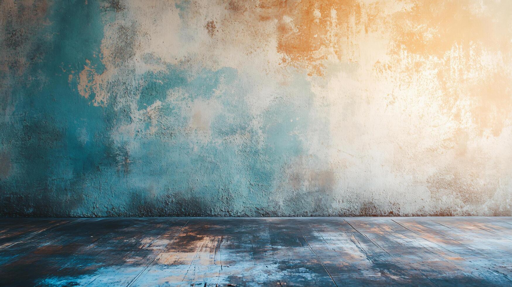Wall with a blue and white background and a grey and brown wall. The wall is covered in graffiti and has a lot of texture photo