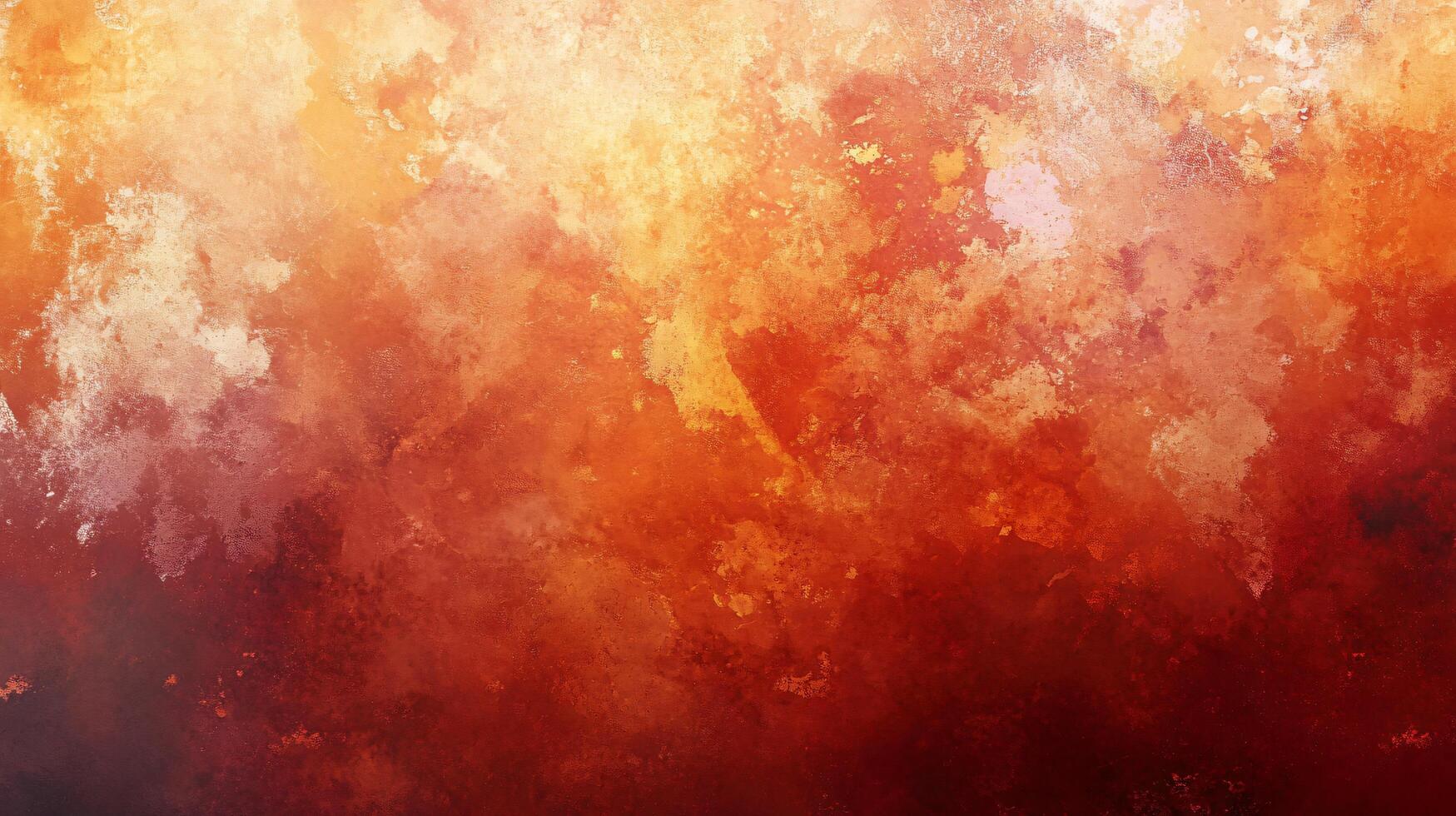 Painting of a red background with orange splatters. The splatters are in different sizes and shapes, creating a sense of chaos and movement. The overall mood of the painting is energetic and dynamic photo