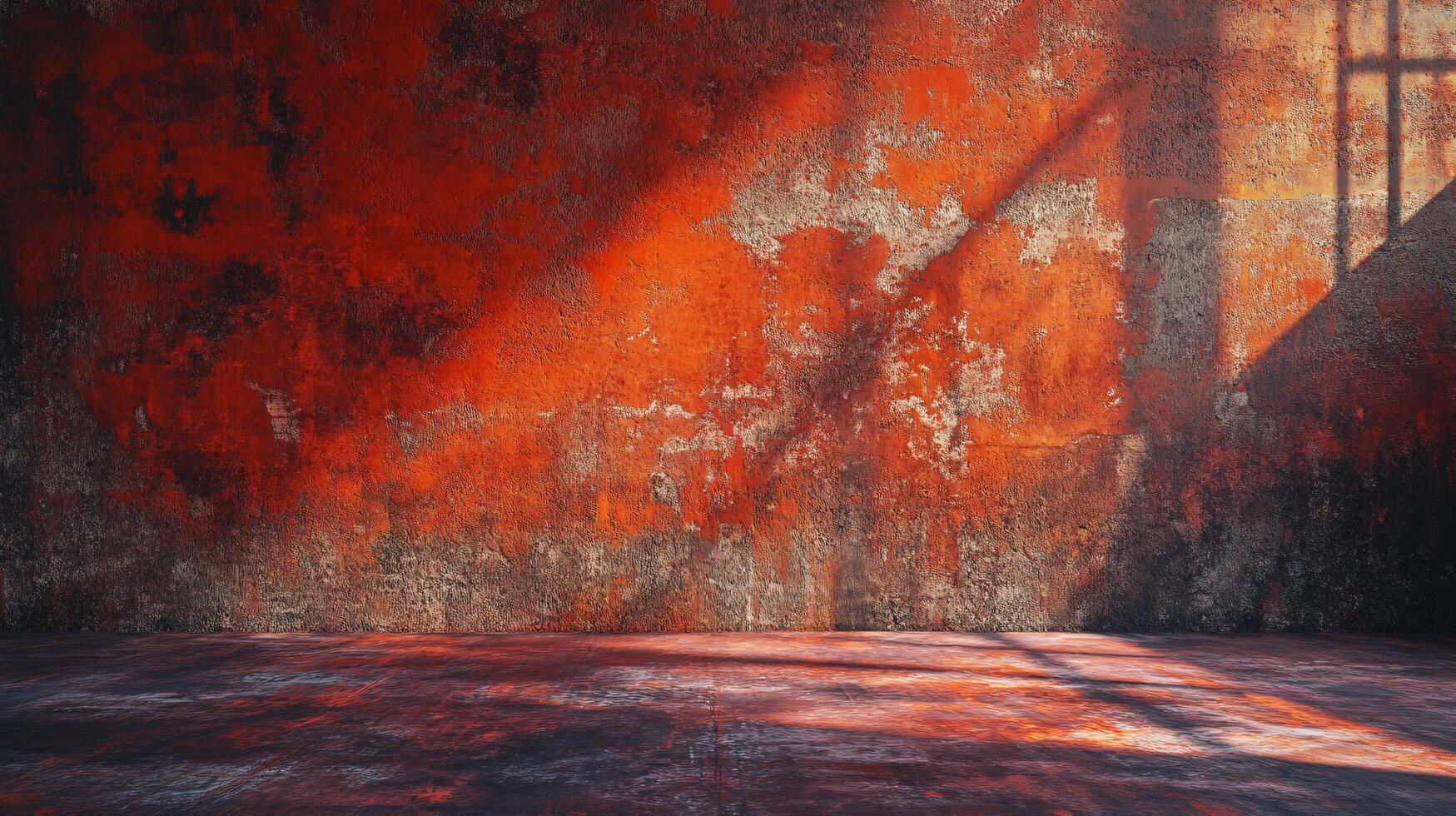 Wall with a red background and a shadow on it. The wall is covered in graffiti and has a lot of texture photo