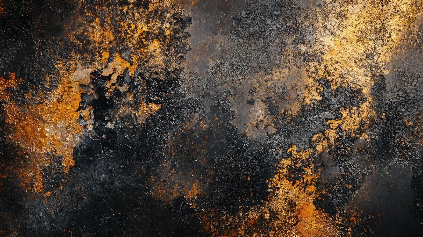 Black and orange background with a lot of texture. The background is a mix of black and orange, with some areas of gold and brown. The texture of the background is rough and grainy photo
