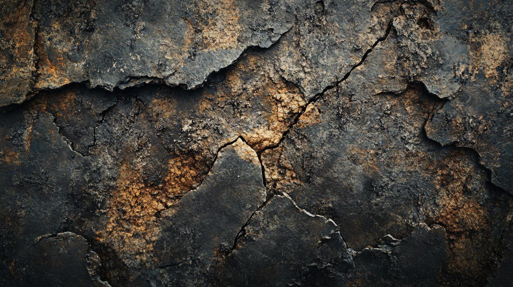 Cracked rock with a brownish color. The rock is rough and has a lot of cracks photo