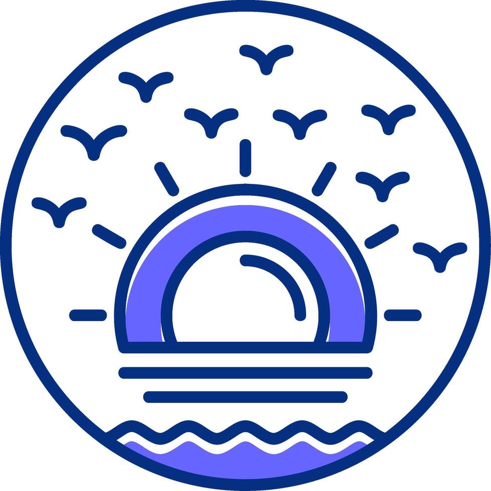 Beach sunset painting Filled Slip Style Icon vector
