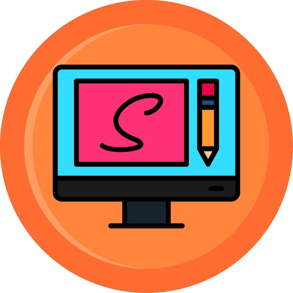 Sketching Line Filled Circle vector