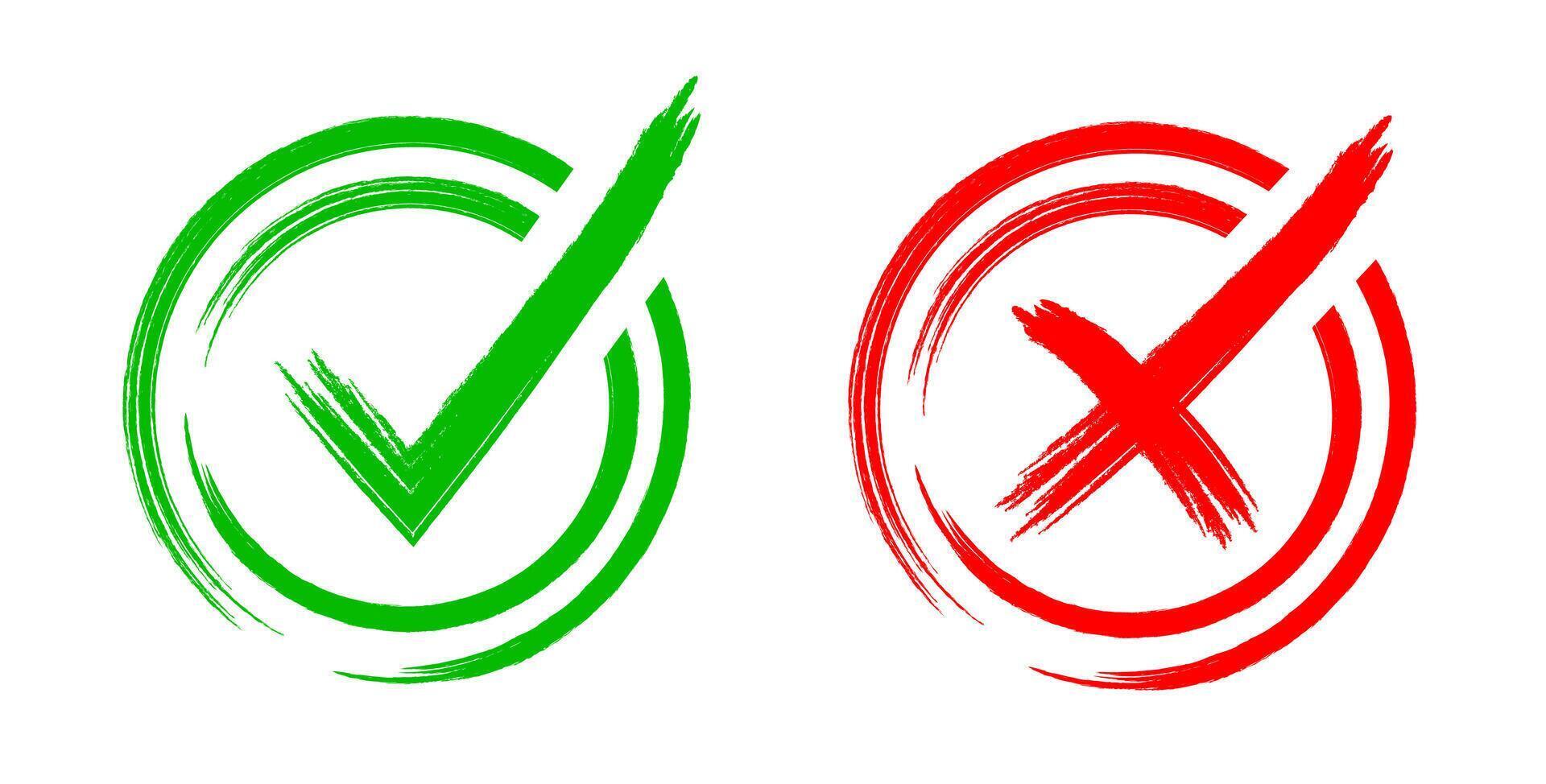 two check marks are shown in red and green vector