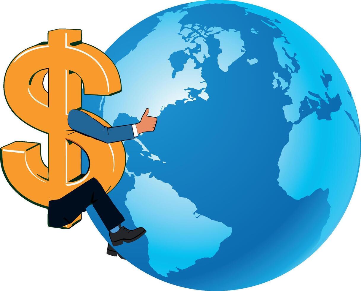 Businessman with dollar sign on earth vector