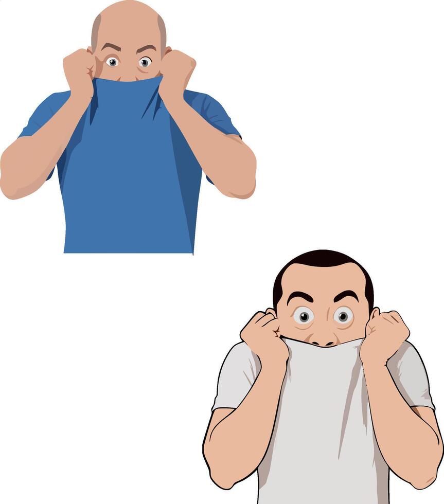 A man with his hands covering his face vector
