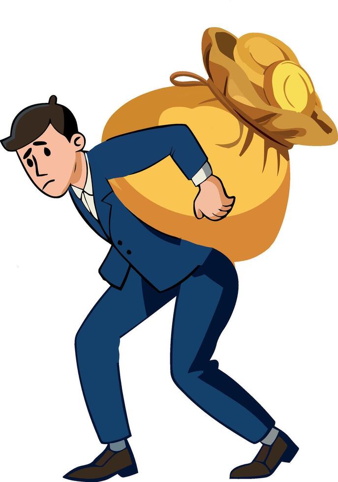 A cartoon man carrying a bag of money vector